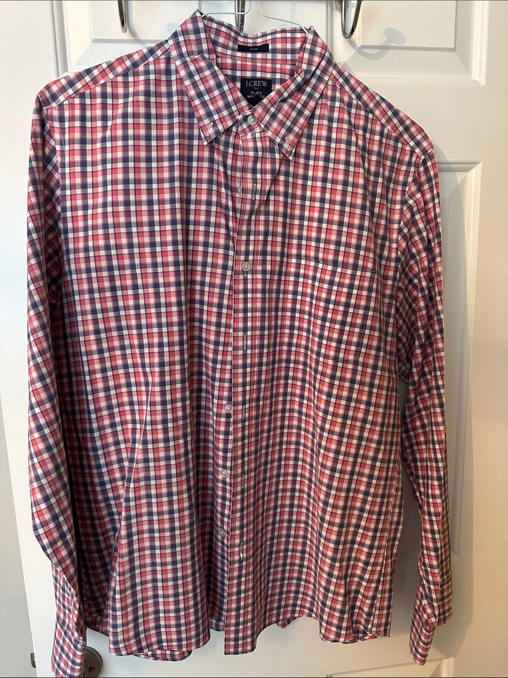 J. Crew Men’s Red, Blue & White Plaid Button-Down Shirt